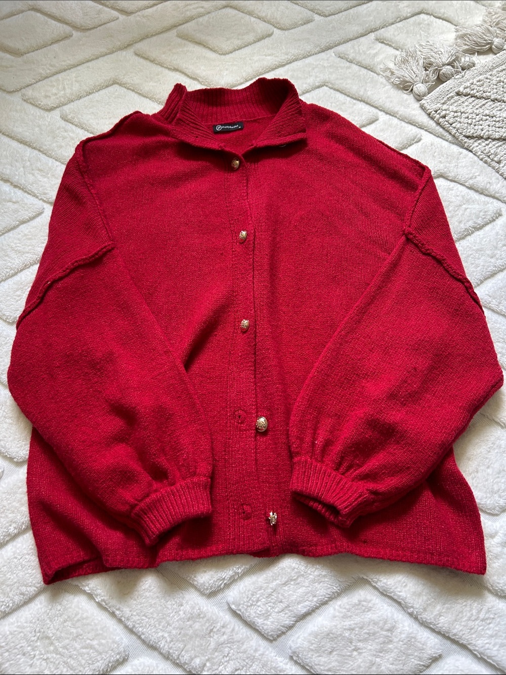 PRETTYGARDEN Red Button-Front Women’s Sweater Cardigan